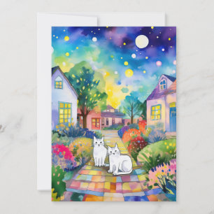 White Cats Visiting Invitation