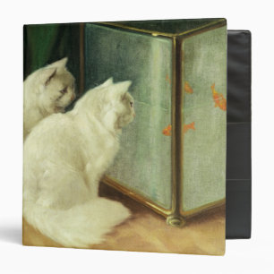 White Cats Watching Goldfish Binder