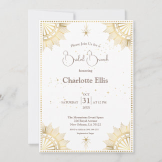 White Celestial Sun and Moon Bridal Brunch Shower  Invitation