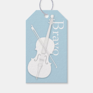 White Cello & Bow Blue Musical Occasion Gift Tags