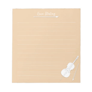 White Cello Personalized Music Lesson Beige Notepad