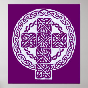 White Celtic Cross print