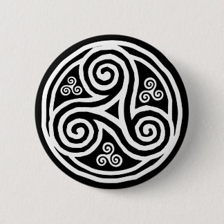White celtic triskels on black 2 inch round button