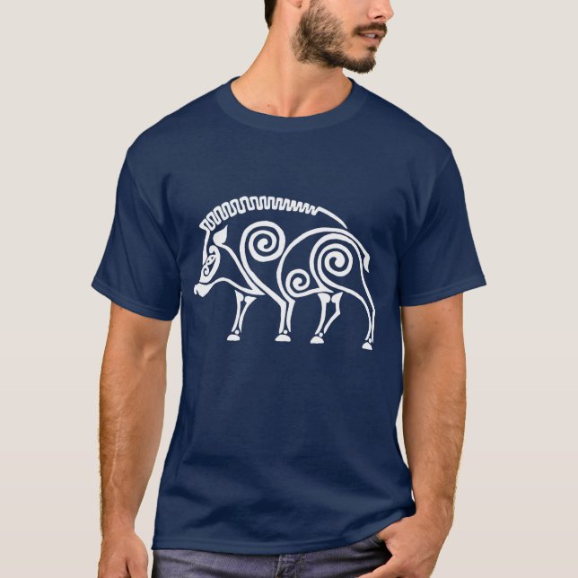 white Celtic wild boar T-Shirt (Front)