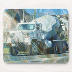 White Cement Truck Drivers Mousemat Mouse Pad