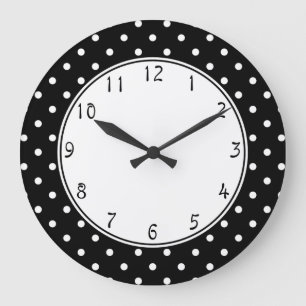 White centre circle Small White Polka dots black b Large Clock