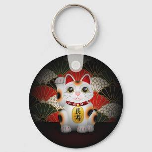 White Ceramic Maneki Neko Keychain