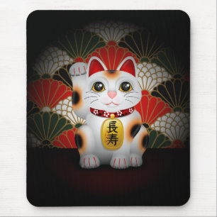 White Ceramic Maneki Neko Mouse Pad