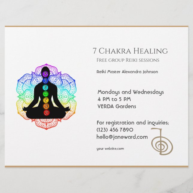  White Chakra Energy Healer Reiki Horizontal Flyer (Front)