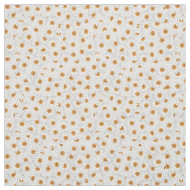 White Chamomile Floral Pattern Fabric (Swatch)