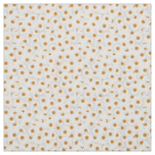 White Chamomile Flower Pattern Fabric