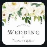 White Champagne Flowers Wedding Welcome Thank You Square Sticker<br><div class="desc">White Champagne Flowers Wedding Welcome Thank You Sticker

See matching collection in Niche and Nest Store</div>