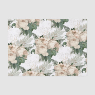 White Champagne Roses Victorian Garden Tissue Paper