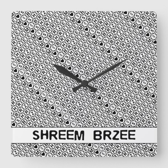 White Chant Shreem Brzee money mantra Square Wall Clock (Front)