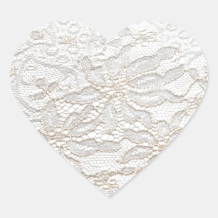 White Chantilly Lace Heart Sticker
