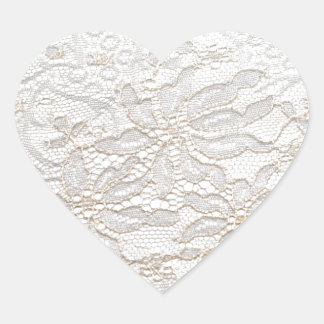 White Chantilly Lace Heart Sticker