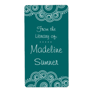 White Charming Swirls Bookplates