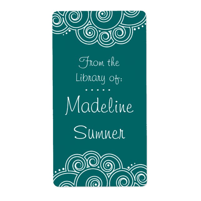 White Charming Swirls Bookplates (Front)