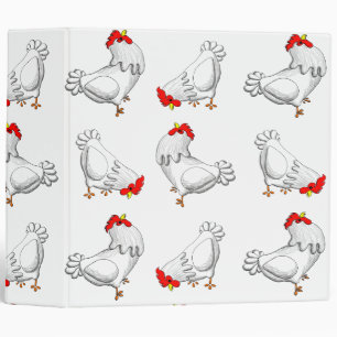 White Chatty Chickens Binder