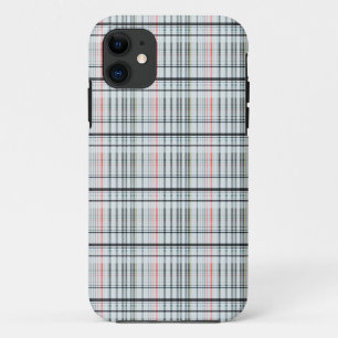 White Checked Tartan Print, iPhone 11 Case