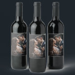 White Cheers Elegant Calligraphy Wedding Photo Wine Label<br><div class="desc">Elegant calligraphy wine labels with "cheers" script,  custom text and a photo. For more advanced customization of this design,  please click the BLUE DESIGN TOOL BUTTON. Matching items are also available.</div>