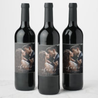White Cheers Elegant Calligraphy Wedding Photo