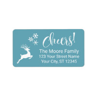 White "Cheers!" w/ Reindeer & Snowflakes