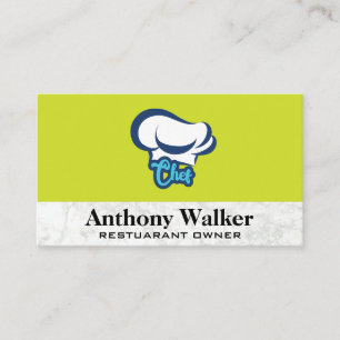 White Chef Hat   White Marble Background Business Card