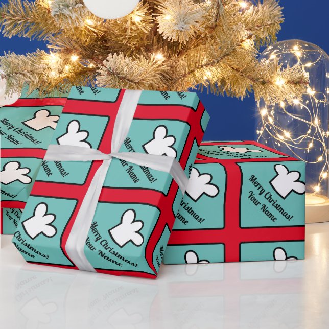 White chef's cook hat personalized Christmas Wrapping Paper (Holidays)