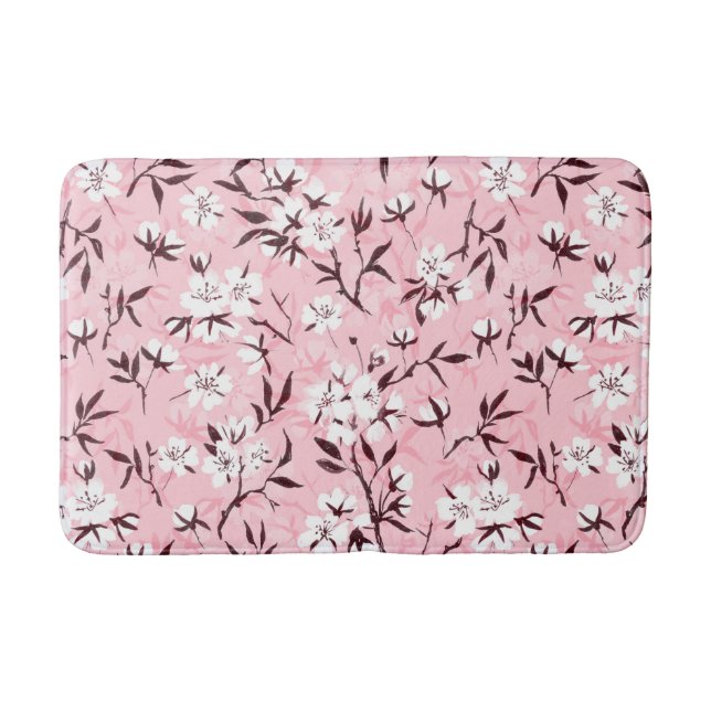White cherry blossom bath mat (Front)