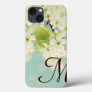 White Cherry Blossom Flower Monogram IPAD Case