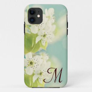 White Cherry Blossom Flower Monogram IPHONE 5 Case