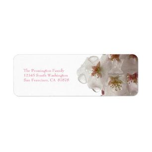 White cherry blossom flower wedding address labels