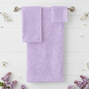 White Cherry Blossom & Lilac Bath Towel Set