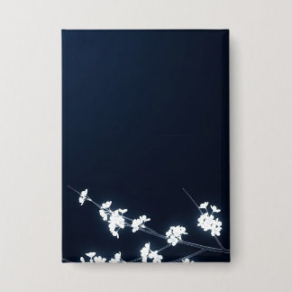 White Cherry Blossom Navy Background
