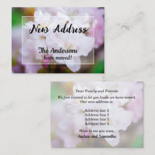 White Cherry Blossom New Address Announcement