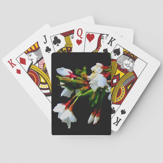 White Cherry Blossom photo Playing Cards (Back)