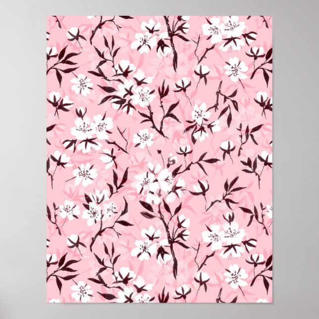 White cherry blossom poster (Front)