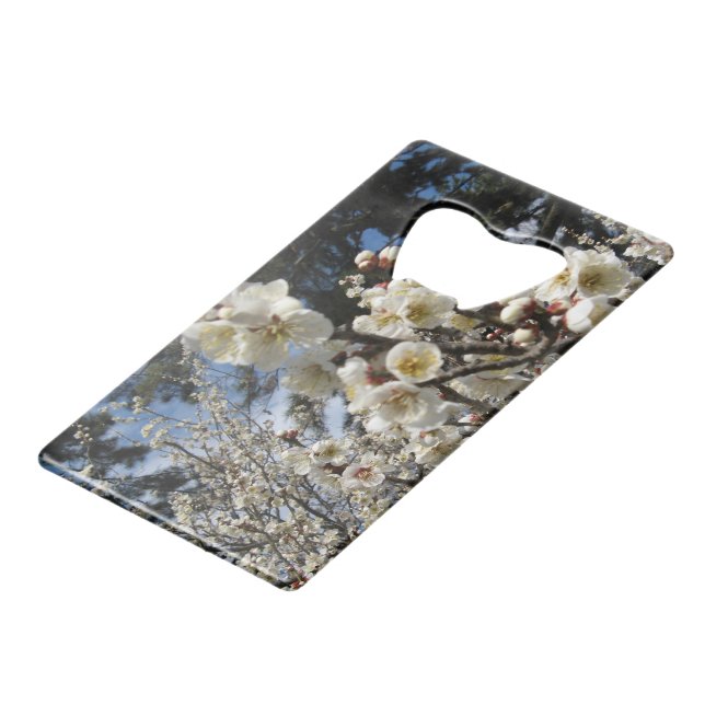 White Cherry Blossom / Sakura / サクラ（桜） Credit Card Bottle Opener (Front Angled)