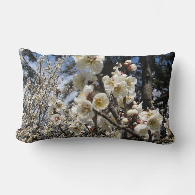 White Cherry Blossom / Sakura / サクラ（桜） Lumbar Pillow (Front)