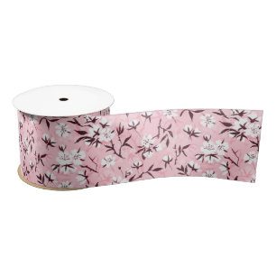 White cherry blossom satin ribbon