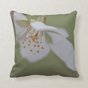 White cherry blossom throw pillow