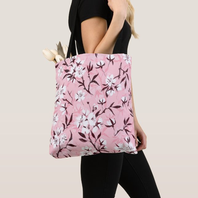 White cherry blossom tote bag (Close Up)