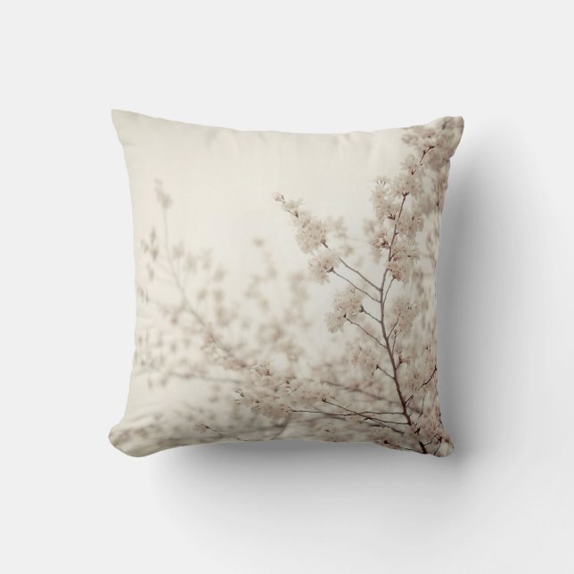 White Cherry Blossoms - Central Park Spring Throw Pillow (Front)