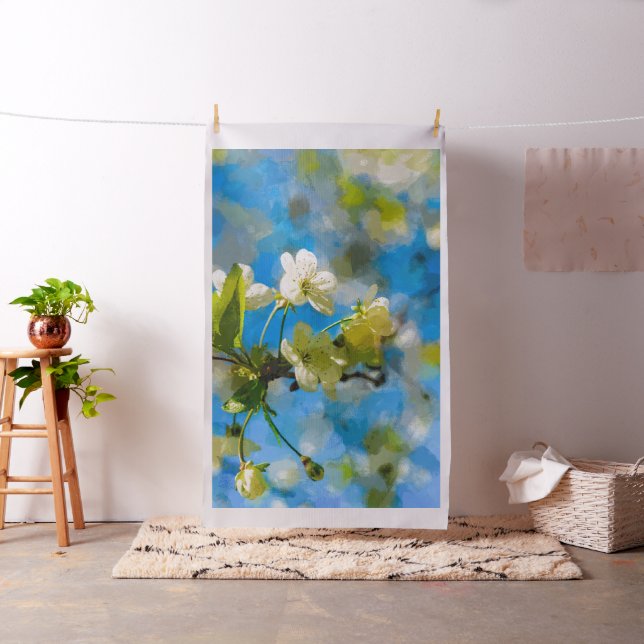 White Cherry Blossoms Fabric (In Situ)