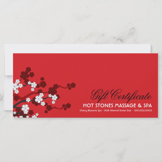 White Cherry Blossoms Flowers Zen Gift Certificate (Front)