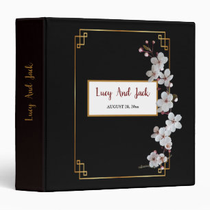 white Cherry Blossoms &golden Frame Binder