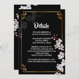 white Cherry Blossoms &golden Frame Enclosure Invitation