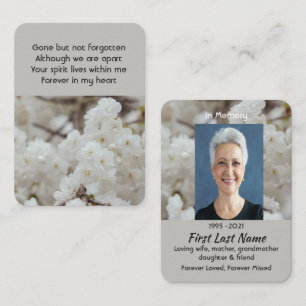 White Cherry Blossoms Memorial Pocket Keepsake Business Card