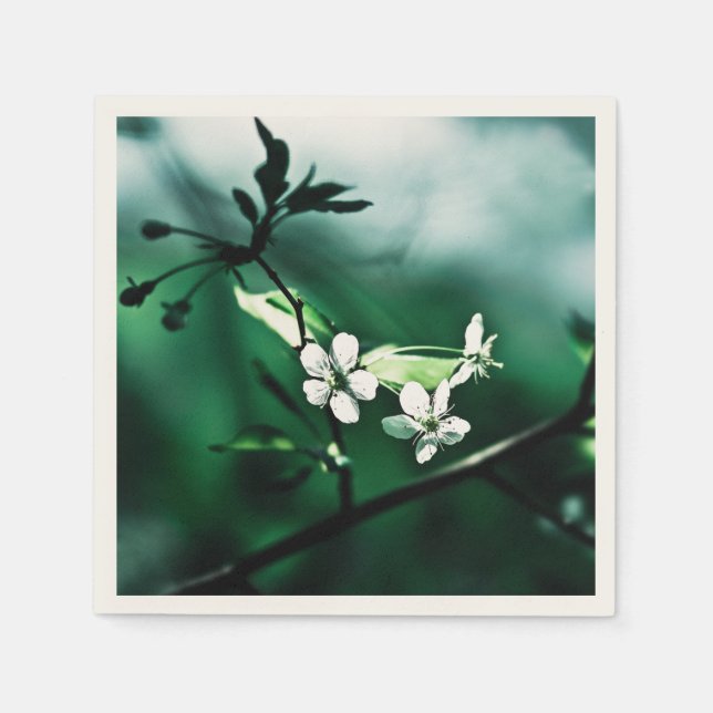 White Cherry Blossoms Napkin (Front)